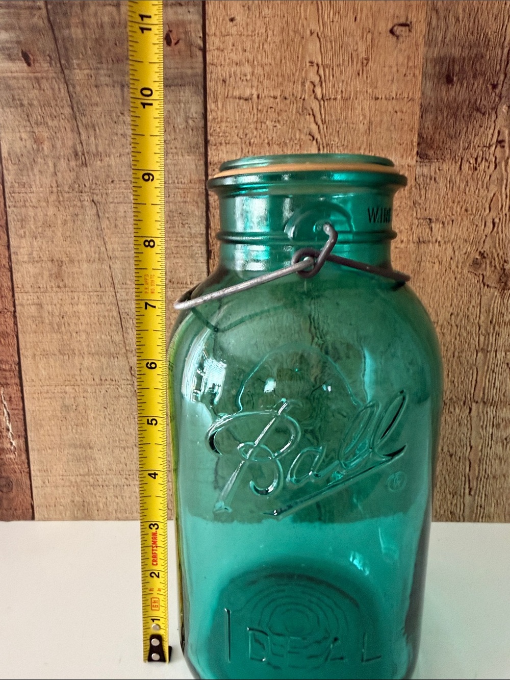 Ball Bicentennial Americana Aqua Glass Mason Jar with Wire Bail NO LID - Picture 7 of 8